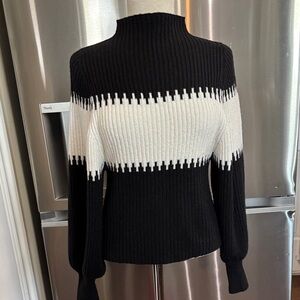French Connection Black and White Turtleneck Sweater